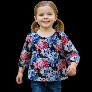 Janie and Jack Floral Pintuck Blouse Toddler Girl size 4